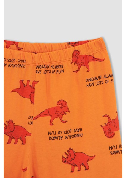 Erkek Çocuk Dinozor Desenli Kısa Kollu Pamuklu Pijama Takım X3653A622SP
