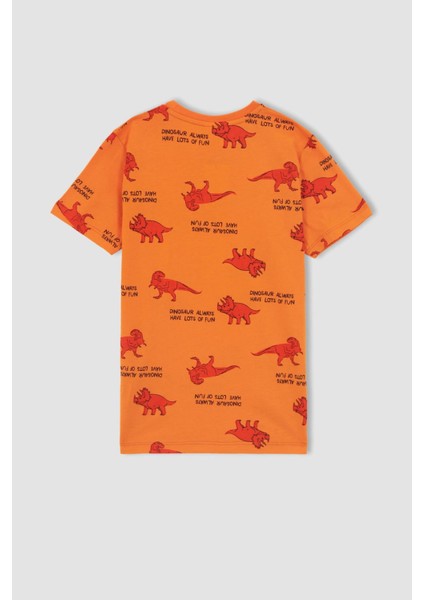 Erkek Çocuk Dinozor Desenli Kısa Kollu Pamuklu Pijama Takım X3653A622SP