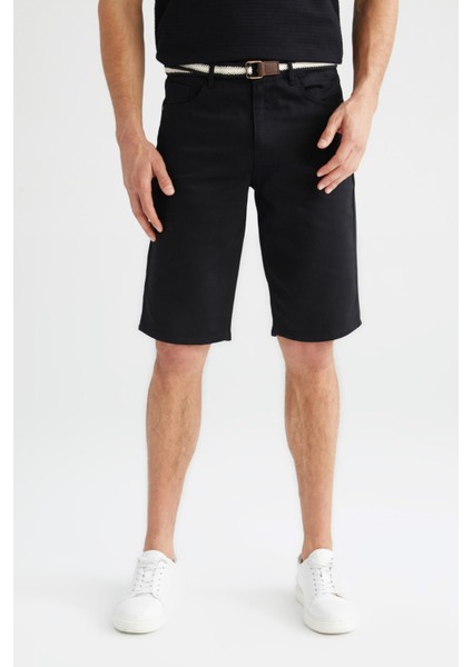 Slim Fit Kemerli Bermuda Şort N4990AZ22SM