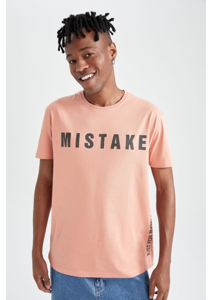 Regular Fit Bisiklet Yaka Baskılı Pamuklu Penye Tişört X4382AZ22SM fırsatları