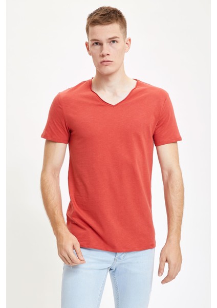 Slim Fit V Yaka Basic Kısa Kollu Tişört M4791AZ20SP