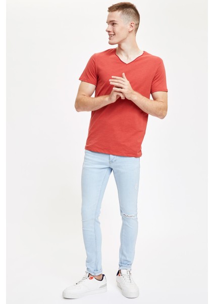 Slim Fit V Yaka Basic Kısa Kollu Tişört M4791AZ20SP fiyatları
