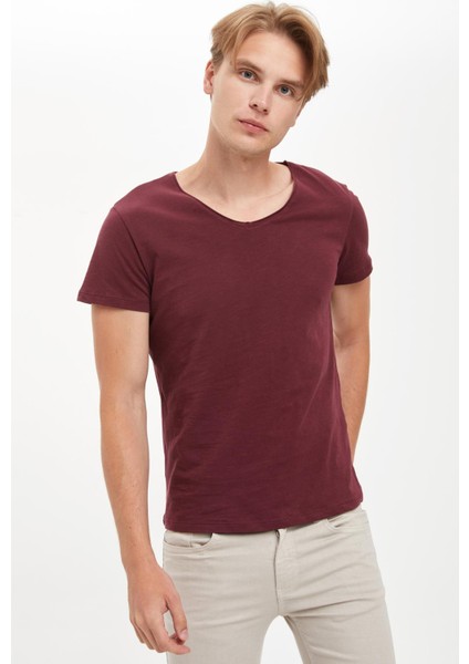 Slim Fit V Yaka Basic Kısa Kollu Tişört M4791AZ20SP
