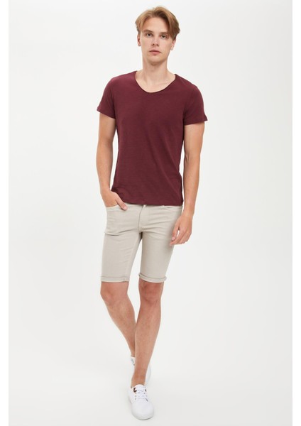 Slim Fit V Yaka Basic Kısa Kollu Tişört M4791AZ20SP fiyatları