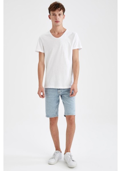 Slim Fit V Yaka Basic Kısa Kollu Tişört M4791AZ20SP fiyatları