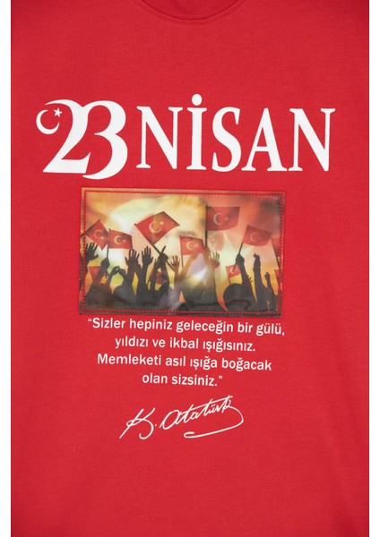Erkek Çocuk Atatürk Hologram Baskılı Kısa Kol Tişört N0104A620SM