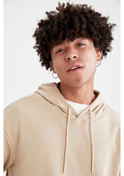 Oversize Fit Kapüşonlu Basic Pamuklu İçi Yumuşak Tüylü Sweatshirt R4669AZ21AU fırsatları