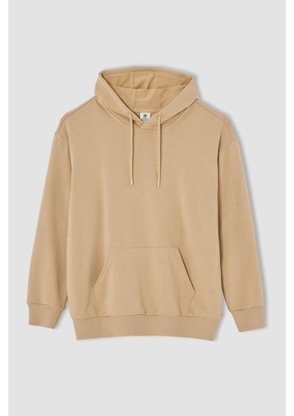 Oversize Fit Kapüşonlu Basic Pamuklu İçi Yumuşak Tüylü Sweatshirt R4669AZ21AU