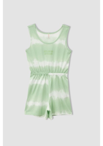 Kız Çocuk Batik Desenli Askılı Kısa Tulum V6605A621HS