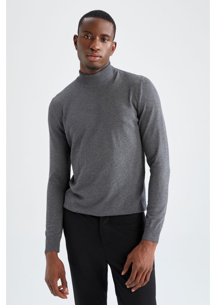 Slim Fit Yarım Balıkçı Yaka Triko Kazak X2585AZ21CW