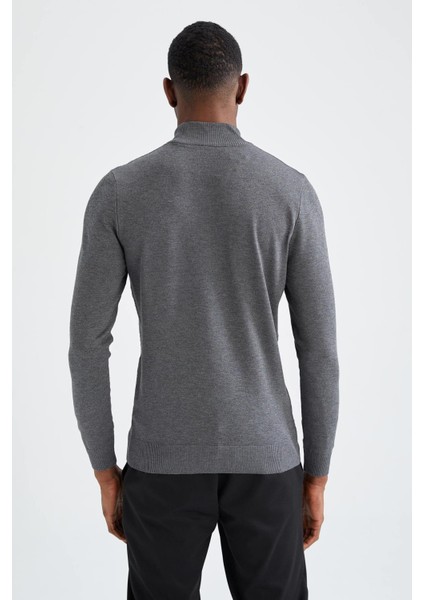 Slim Fit Yarım Balıkçı Yaka Triko Kazak X2585AZ21CW