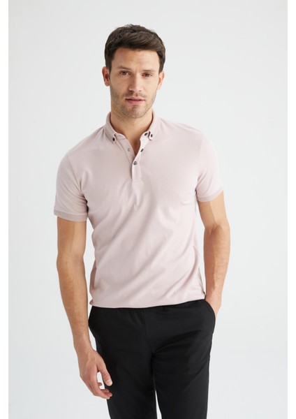 Slim Fit Polo Yaka Basic Kısa Kollu Pamuklu Tişört T5259AZ22SP