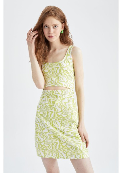 Coool A Kese Ebruli Desenli Göbek Dekolteli Askılı Mini Elbise X8777AZ22SM indirimleri