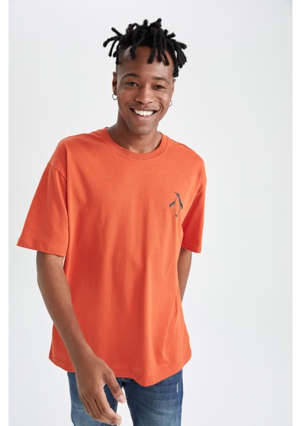 Boxy Fit Bisiklet Yaka Baskılı Pamuklu Penye Tişört X5823AZ22SM modelleri