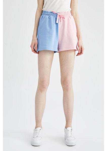 Renk Bloklu Cepli Beli Bağcıklı Relax Fit Mini Şort U9098AZ22SM modelleri