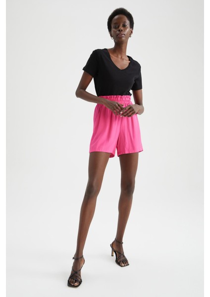 Paperbag Yüksek Bel Geniş Paça Viskon Şort T0883AZ22HS fiyatları