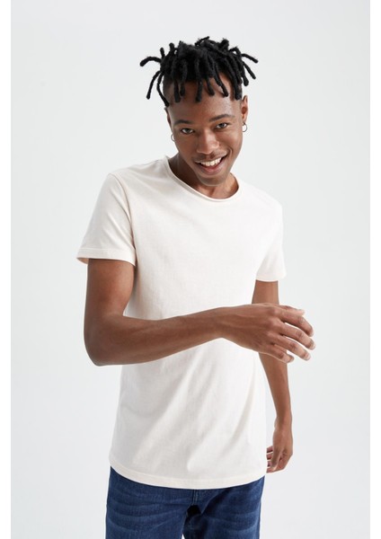 Slim Fit Bisiklet Yaka Basic Kısa Kollu Pamuklu Tişört M4790AZ22SP