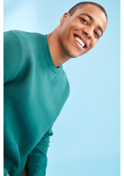 Regular Fit Bisiklet Yaka Basic Pamuklu Sweatshirt T3777AZ21WN