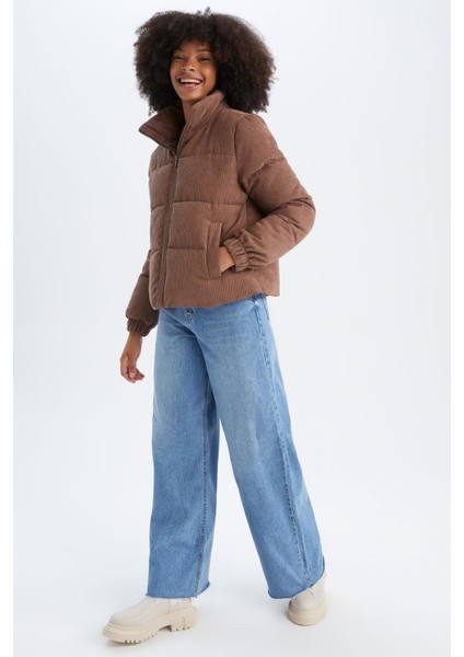 Relax Fit Fitilli Kadife Puffer Şişme Mont X2064AZ22WN fiyatları