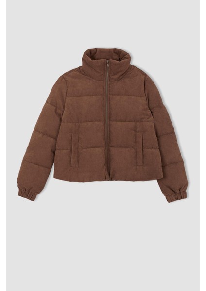 Relax Fit Fitilli Kadife Puffer Şişme Mont X2064AZ22WN