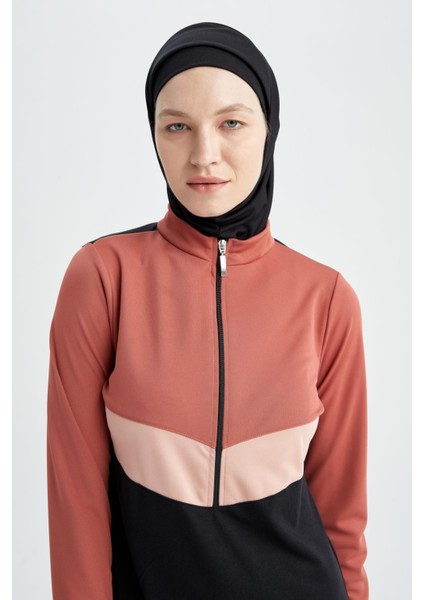 Regular Fit Renk Bloklu Yarım Fermuarlı 4'lü Burkini X3390AZ22HS fırsatları