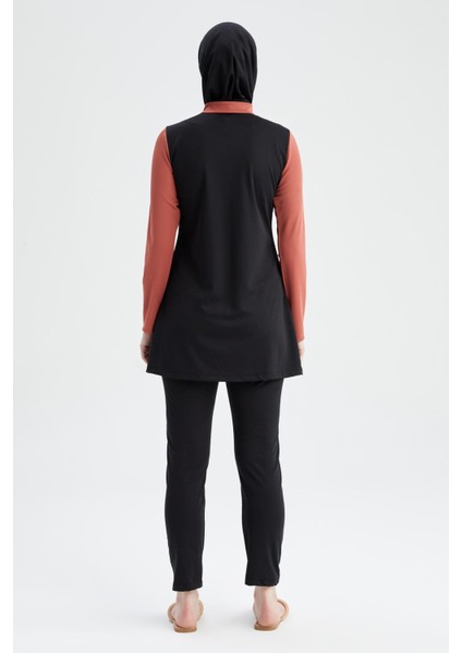 Regular Fit Renk Bloklu Yarım Fermuarlı 4'lü Burkini X3390AZ22HS indirimleri