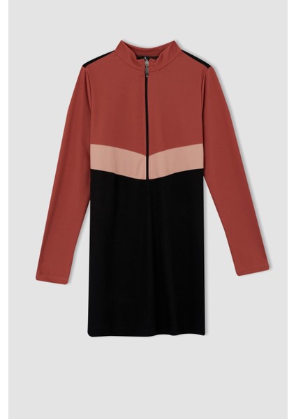 Regular Fit Renk Bloklu Yarım Fermuarlı 4'lü Burkini X3390AZ22HS