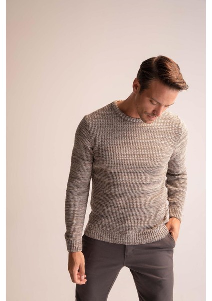 Regular Fit Bisiklet Yaka Triko Kazak N9902AZ22WN fırsatları