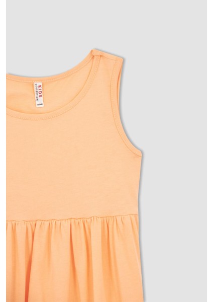 Kız Çocuk Regular Fit Bisiklet Yaka Kolsuz Pamuklu Elbise W7758A622SM modelleri