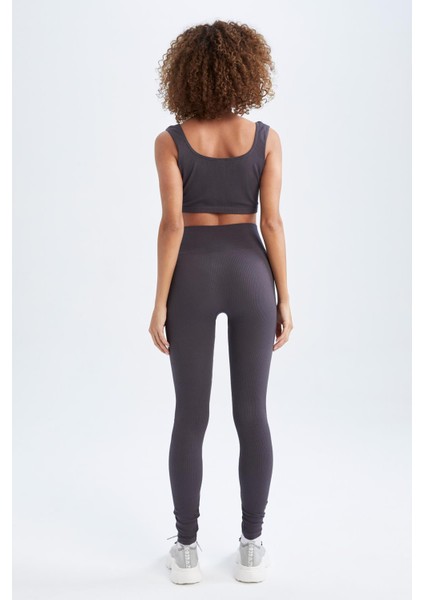 Fit Dikişsiz Yüksek Bel Sporcu Ağır Kumaş Tayt X0175AZ22AU