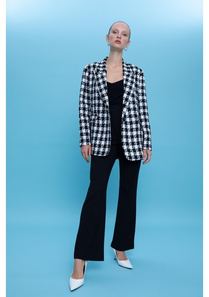 Oversize Fit Kazayağı Desenli Blazer Ceket Z0874AZ22AU fiyatları