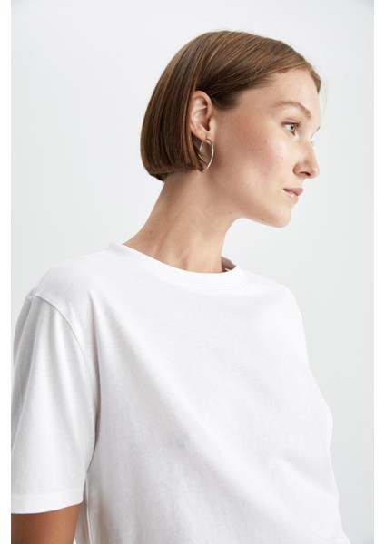 Regular Fit Bisiklet Yaka Basic Düz Penye Kısa Kollu Tişört