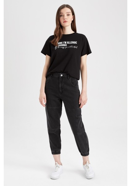 Regular Fit Bisiklet Yaka Baskılı Kısa Kollu %100 Pamuk Tişört Z0591AZ23SM fiyatları