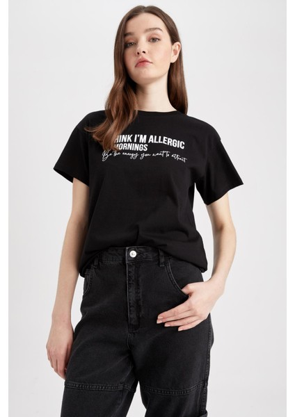 Regular Fit Bisiklet Yaka Baskılı Kısa Kollu %100 Pamuk Tişört Z0591AZ23SM modelleri