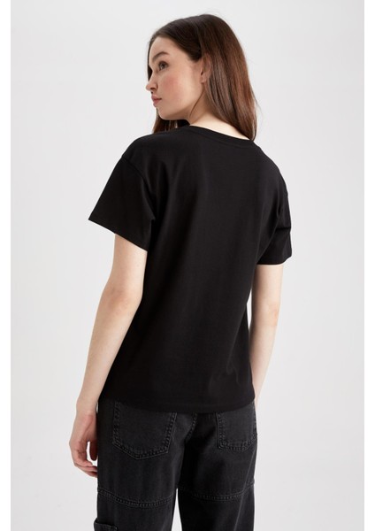 Regular Fit Bisiklet Yaka Baskılı Kısa Kollu %100 Pamuk Tişört Z0591AZ23SM fırsatları