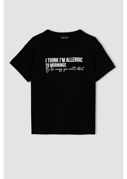 Regular Fit Bisiklet Yaka Baskılı Kısa Kollu %100 Pamuk Tişört Z0591AZ23SM indirimleri