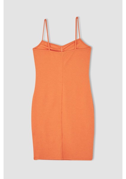 Bodycon Askılı Midi Örme Elbise Y3257AZ22SM