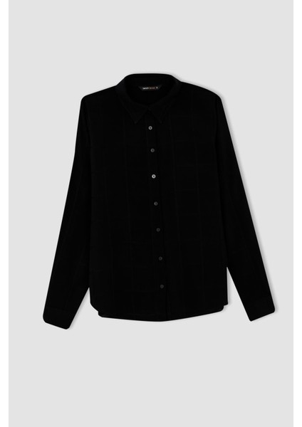 Regular Fit Dokulu Uzun Kollu Gömlek M9480AZ22AU