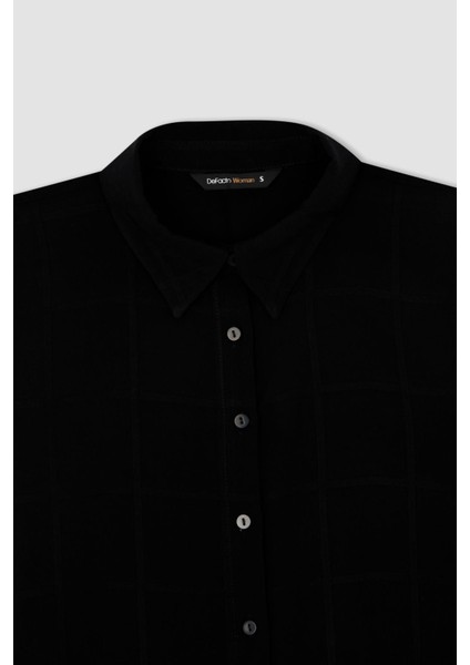 Regular Fit Dokulu Uzun Kollu Gömlek M9480AZ22AU