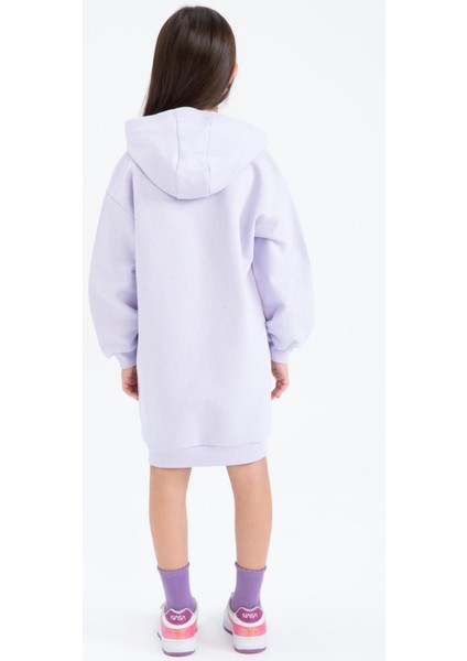 Kız Çocuk Kapüşonlu Baskılı Uzun Kollu Sweat Elbise Z6997A623SP