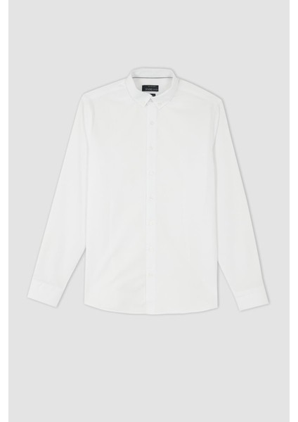 Modern Fit Dokulu Uzun Kollu Gömlek R4352AZ22AU