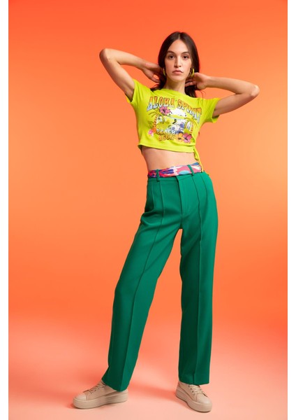 Straight Fit Yüksek Bel Geniş Paça Cepli Pantolon Y3501AZ22AU