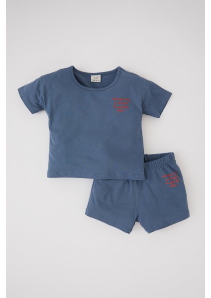 Erkek Bebek Baskılı Kısa Kollu Tişört Şort 2'li Takım Y6485A222SM