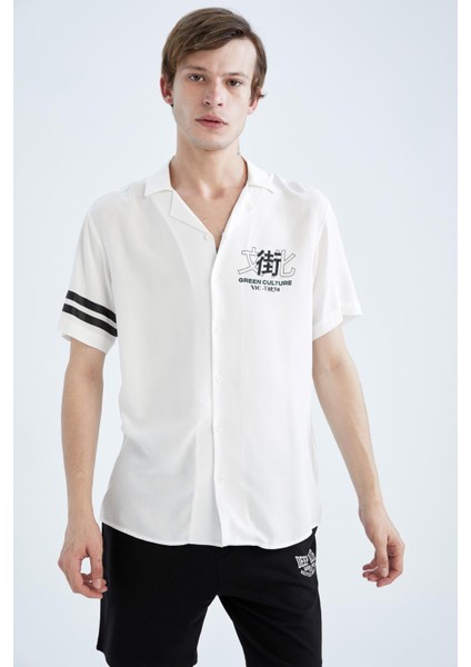 Regular Fit Apaş Yaka Viskon Kısa Kollu Gömlek Y5781AZ22HS modelleri