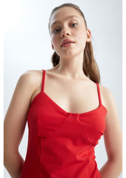 Bodycon Basic Askılı Mini Elbise Y4822AZ22SM fırsatları