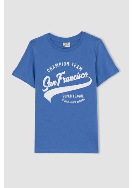 Erkek Çocuk Bisiklet Yaka Baskılı Kısa Kollu Tişört Z8002A623SM fırsatları