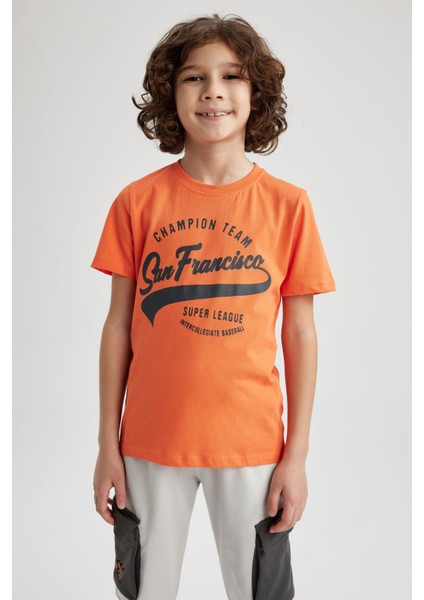 Erkek Çocuk Bisiklet Yaka Baskılı Kısa Kollu Tişört Z8002A623SM