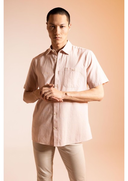 Regular Fit Polo Yaka Kısa Kollu %100 Pamuk Gömlek M9432AZ23SP