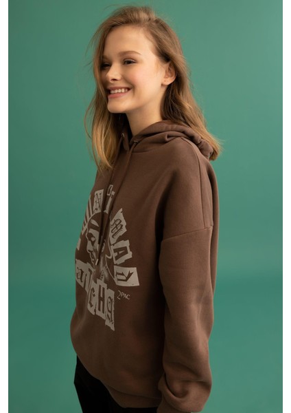 Coool Tupac Shakur Oversize Geniş Kalıp Kapüşonlu Baskılı Kalın Kumaş Sweatshirt A0636AX23SP fırsatları