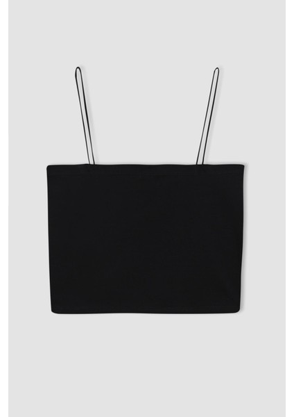 Fall in Love İnce Askılı Crop Pamuklu Siyah İç Atlet Y2249AZ23SP